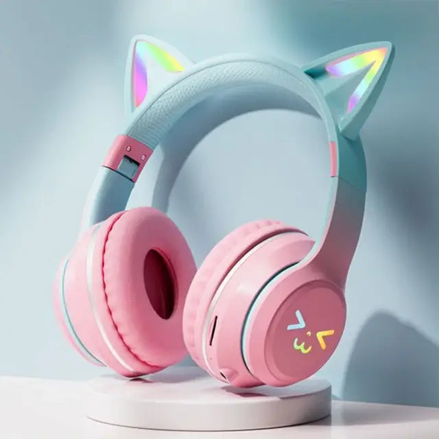 RGB Cat Smile Face Headset