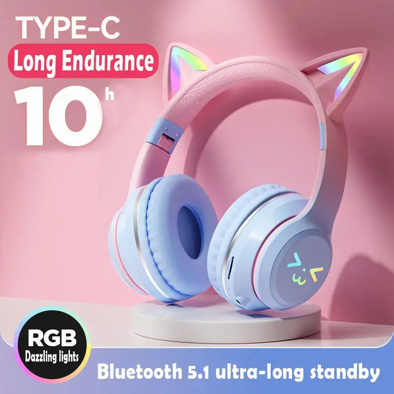 RGB Cat Smile Face Headset