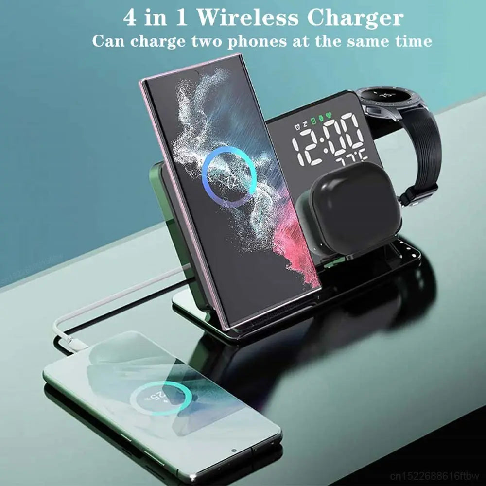 3 in 1 Wireless Alarm Clock Chargers Stand For Samsung