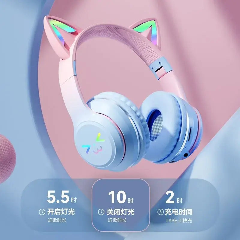 RGB Cat Smile Face Headset