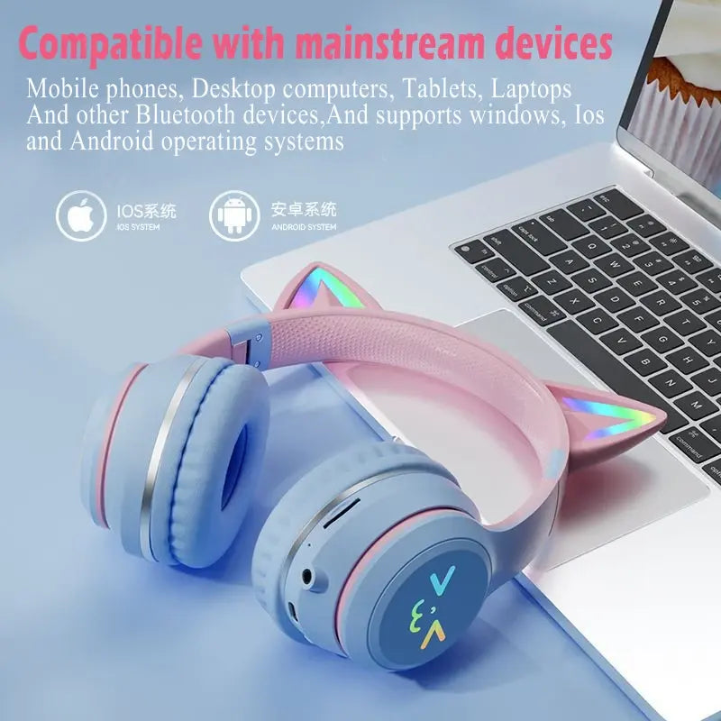 RGB Cat Smile Face Headset